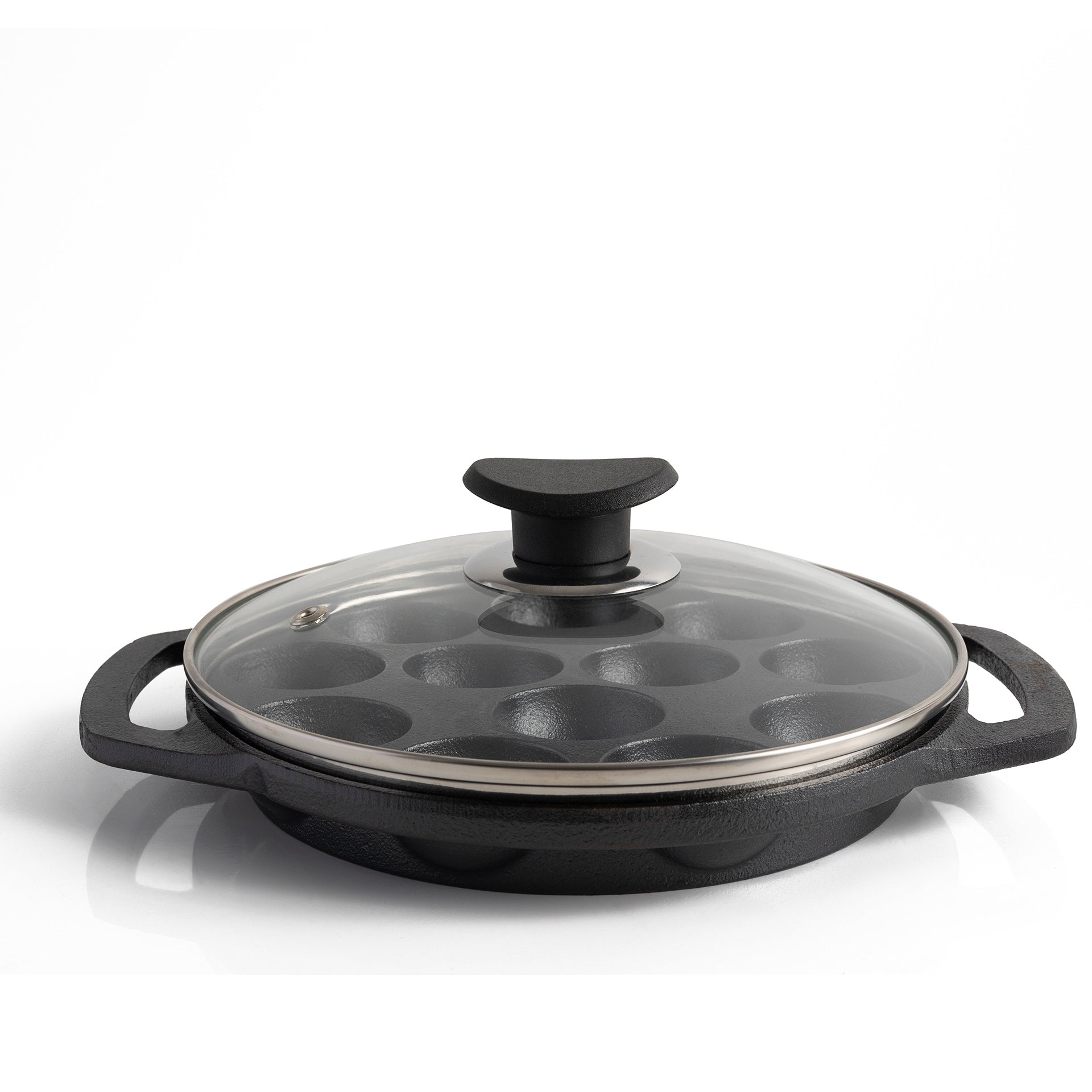 Cast Iron Cookware Appam Patra with Lid
