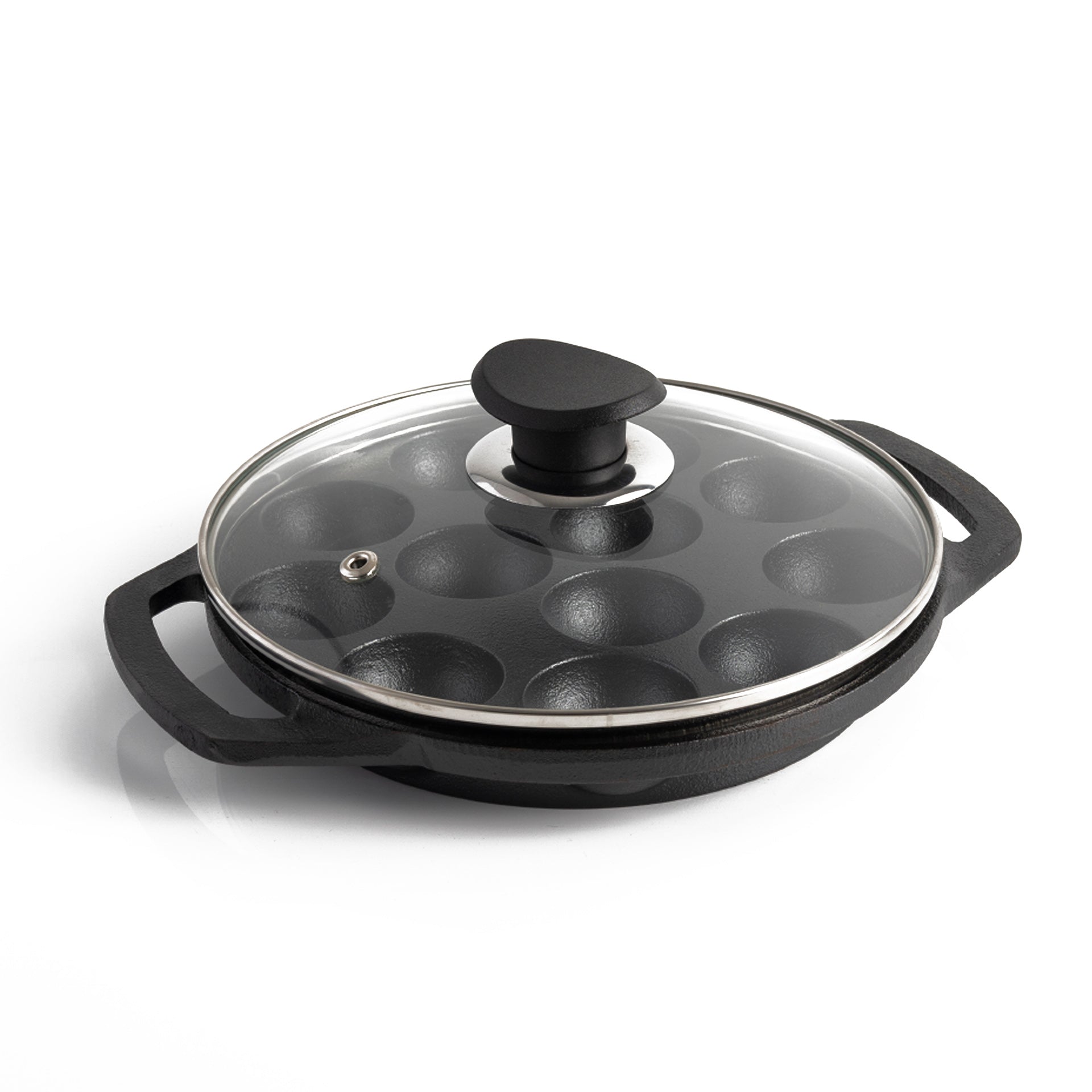Cast Iron Cookware Appam Patra with Lid
